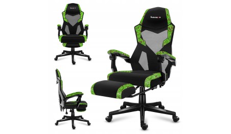 Fotel gamingowy z podnóżkiem do komputera gracza regulowany biurowy Huzaro