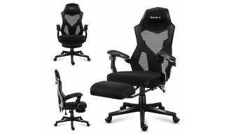 Fotel gamingowy z podnóżkiem do komputera gracza regulowany biurowy Huzaro