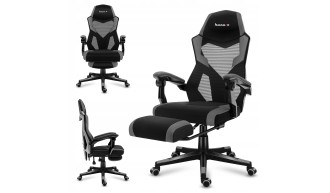 Fotel gamingowy z podnóżkiem do komputera gracza regulowany biurowy Huzaro