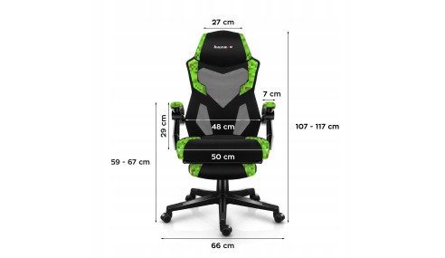 Fotel gamingowy z podnóżkiem do komputera gracza regulowany biurowy Huzaro