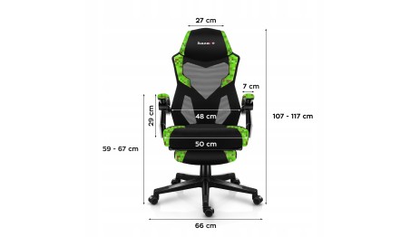 Fotel gamingowy z podnóżkiem do komputera gracza regulowany biurowy Huzaro