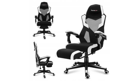 Fotel gamingowy z podnóżkiem do komputera gracza regulowany biurowy Huzaro