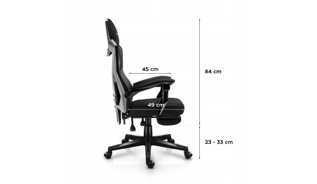 Fotel gamingowy z podnóżkiem do komputera gracza regulowany biurowy Huzaro