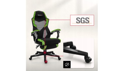 Fotel gamingowy z podnóżkiem do komputera gracza regulowany biurowy Huzaro