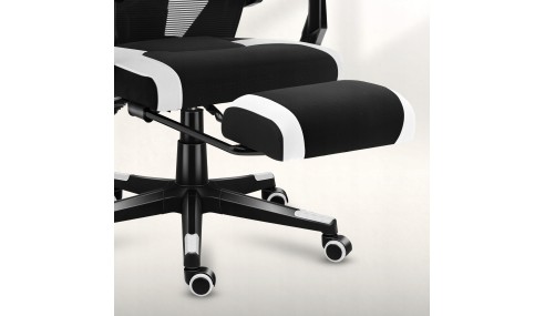 Fotel gamingowy z podnóżkiem do komputera gracza regulowany biurowy Huzaro