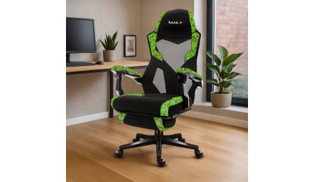 Fotel gamingowy z podnóżkiem do komputera gracza regulowany biurowy Huzaro