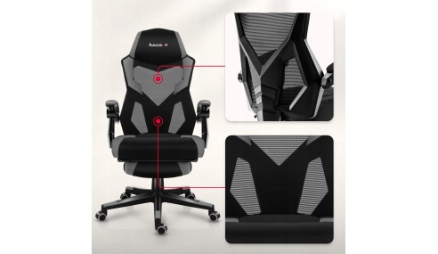 Fotel gamingowy z podnóżkiem do komputera gracza regulowany biurowy Huzaro