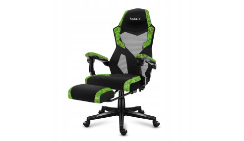 Fotel gamingowy z podnóżkiem do komputera gracza regulowany biurowy Huzaro