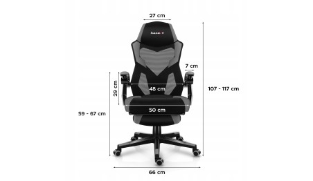 Fotel gamingowy z podnóżkiem do komputera gracza regulowany biurowy Huzaro