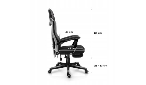 Fotel gamingowy z podnóżkiem do komputera gracza regulowany biurowy Huzaro