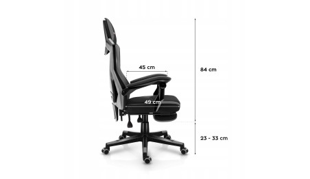 Fotel gamingowy z podnóżkiem do komputera gracza regulowany biurowy Huzaro