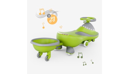 JEŹDZIK GRAWITACYJNY DLA DZIECI MUZYKA KÓŁKA LED AUTO PCHACZ + PRZYCZEPKA