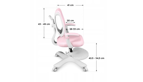 Fotel ergonomiczny dla dzieci biurowy obrotowy Krzesło dziecięce Podnóżek