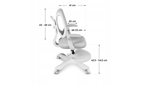 Fotel ergonomiczny dla dzieci biurowy obrotowy Krzesło dziecięce Podnóżek