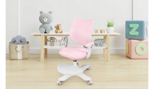 Fotel ergonomiczny dla dzieci biurowy obrotowy Krzesło dziecięce Podnóżek