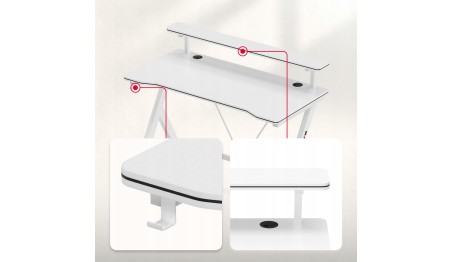 Biurko Gamingowe Ergonomiczne Komputerowe z Półką Stolik Biurowy Huzaro