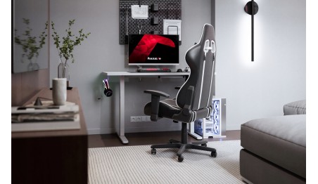 Biurko gamingowe elektryczne regulacja wysokości 72-118cm LED stolik Huzaro
