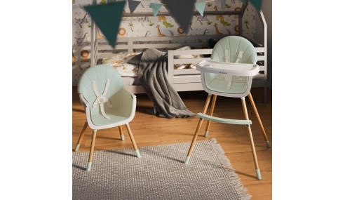 Krzesełko Do KARMIENIA dla DZIECI Tulano Green REGULOWANE SKŁADANE 2w1 TACA