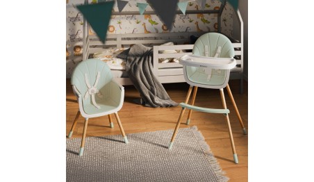 Krzesełko Do KARMIENIA dla DZIECI Tulano Green REGULOWANE SKŁADANE 2w1 TACA