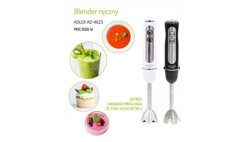 BLENDER ręczny AD 4625 1500W czarny TURBO stal NIERDZEWNA 5 PRĘDKOŚCI