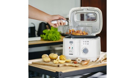 Frytkownica domowa 1800W pojemność 2,5L zamykana pokrywa kosz uchwyt Filtr