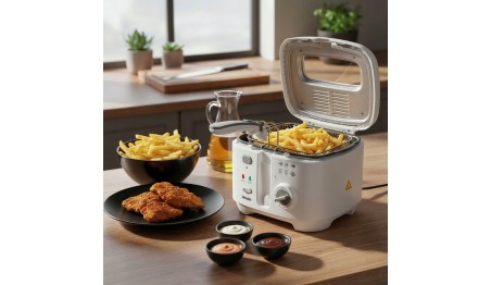 Frytkownica domowa 1800W pojemność 2,5L zamykana pokrywa kosz uchwyt Filtr