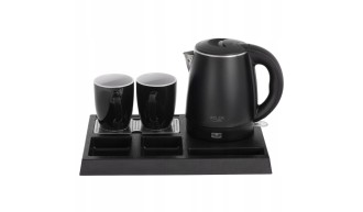 Czajnik Hotelowy 1L AD 1387 Taca do hotelu 2 Kubki Podwójne Ścianki Czarny 2