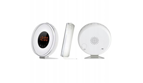 Radiobudzik świetlny LED SYMULACJA ŚWITU alarm dźwięki natury RADIO Lampka