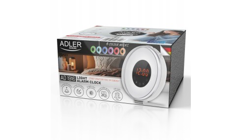 Radiobudzik świetlny LED SYMULACJA ŚWITU alarm dźwięki natury RADIO Lampka