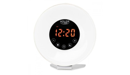 Radiobudzik świetlny LED SYMULACJA ŚWITU alarm dźwięki natury RADIO Lampka