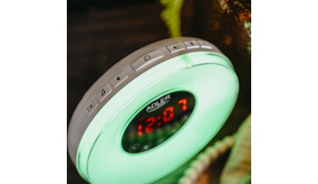 Radiobudzik świetlny LED SYMULACJA ŚWITU alarm dźwięki natury RADIO Lampka