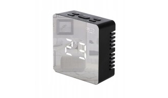 ZEGAR BUDZIK CR1150 czarny 8,3cm PODŚWIETLANY POMIAR TEMPERATURY 3 TRYBY 2