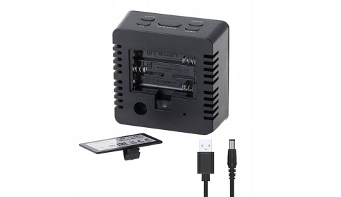 ZEGAR BUDZIK CR1150 czarny 8,3cm PODŚWIETLANY POMIAR TEMPERATURY 3 TRYBY