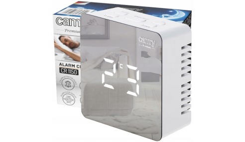 ZEGAR BUDZIK CR1150 BIAŁY PODŚWIETLANY POMIAR TEMPERATURY 3 TRYBY