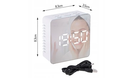 ZEGAR BUDZIK CR1150 BIAŁY PODŚWIETLANY POMIAR TEMPERATURY 3 TRYBY