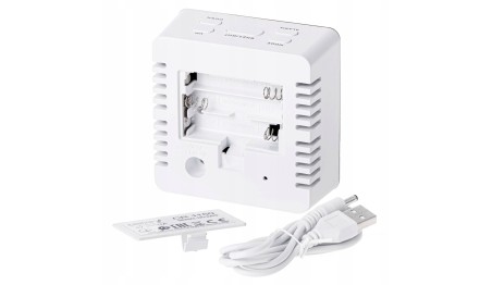 ZEGAR BUDZIK CR1150 BIAŁY PODŚWIETLANY POMIAR TEMPERATURY 3 TRYBY