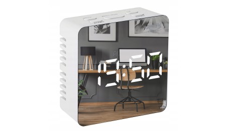 ZEGAR BUDZIK CR1150 BIAŁY PODŚWIETLANY POMIAR TEMPERATURY 3 TRYBY