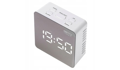 ZEGAR BUDZIK CR1150 BIAŁY PODŚWIETLANY POMIAR TEMPERATURY 3 TRYBY