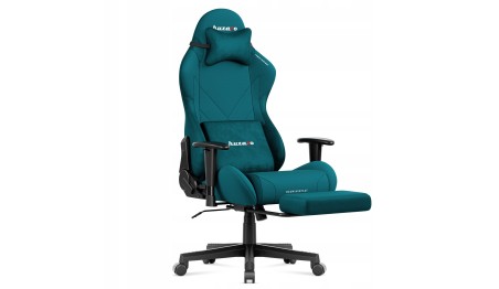 Fotel gamingowy obrotowy szary podnóżek 155° poduszka lędźwiowa + zagłówek