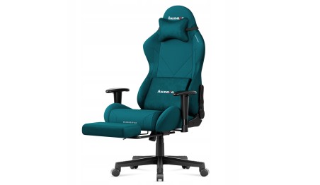 Fotel gamingowy obrotowy szary podnóżek 155° poduszka lędźwiowa + zagłówek