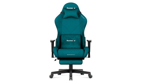 Fotel gamingowy obrotowy szary podnóżek 155° poduszka lędźwiowa + zagłówek