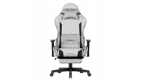 Fotel gamingowy z podnóżkiem 155° obrotowy poduszki 2D podłokietniki HUZARO