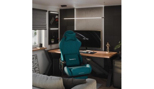 Fotel gamingowy obrotowy szary podnóżek 155° poduszka lędźwiowa + zagłówek