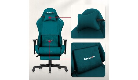 Fotel gamingowy obrotowy szary podnóżek 155° poduszka lędźwiowa + zagłówek