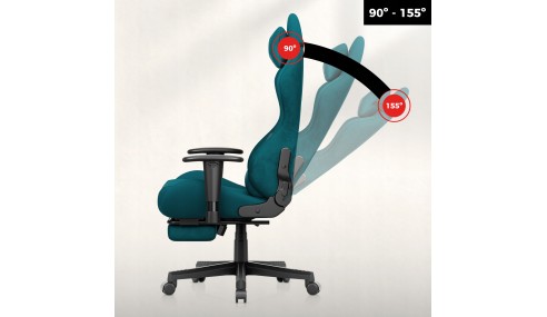 Fotel gamingowy obrotowy szary podnóżek 155° poduszka lędźwiowa + zagłówek