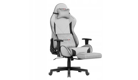 Fotel gamingowy z podnóżkiem 155° obrotowy poduszki 2D podłokietniki HUZARO