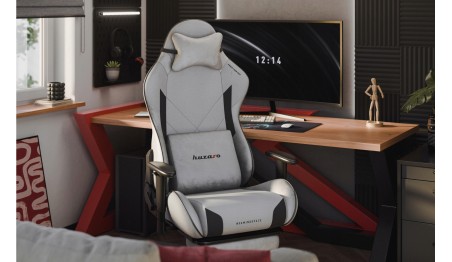 Fotel gamingowy z podnóżkiem 155° obrotowy poduszki 2D podłokietniki HUZARO