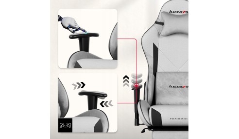 Fotel gamingowy z podnóżkiem 155° obrotowy poduszki 2D podłokietniki HUZARO