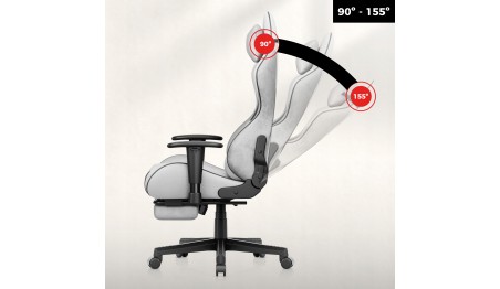 Fotel gamingowy z podnóżkiem 155° obrotowy poduszki 2D podłokietniki HUZARO