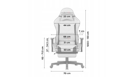 Fotel gamingowy z podnóżkiem 155° obrotowy poduszki 2D podłokietniki HUZARO